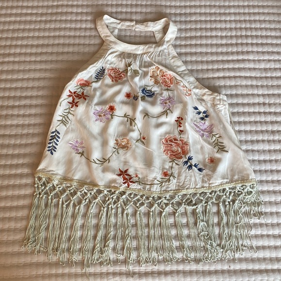 Floral Tank with fringe design - Picture 2 of 4